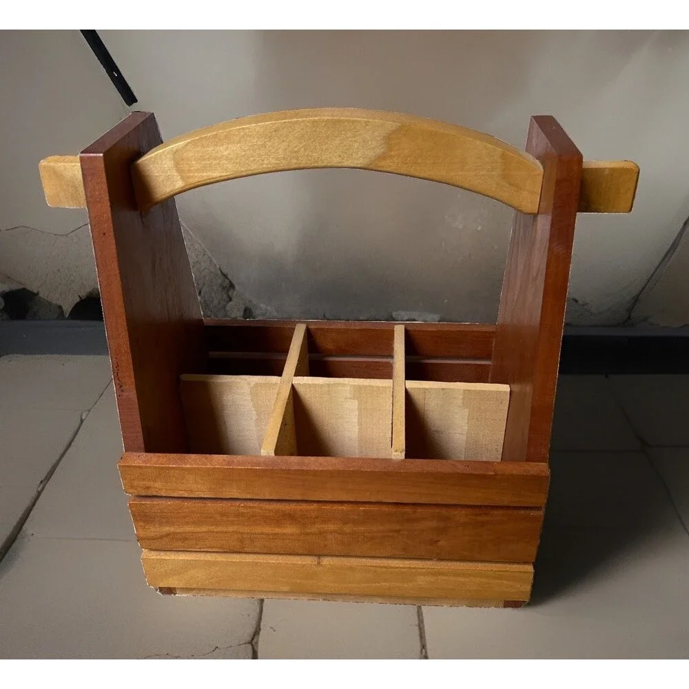 Rustic Wooden (Winkee Handwerker) Beer Caddy Carrier Decor Farmhouse Style